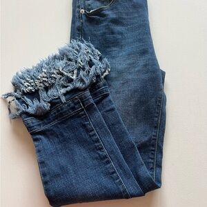 Before You Jeans Womens Size Small S Fringe Bottom Medium Wash Denim Boho 13x23"